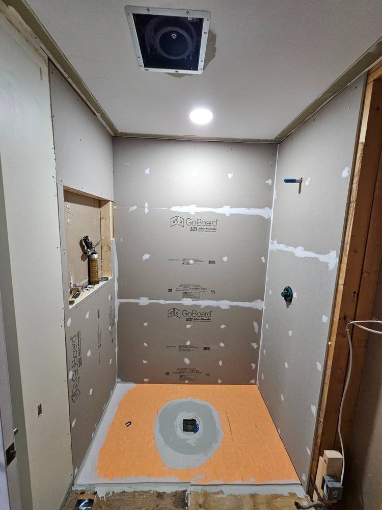 GoBoard waterproofing installation — bathroom remodel Barrington IL