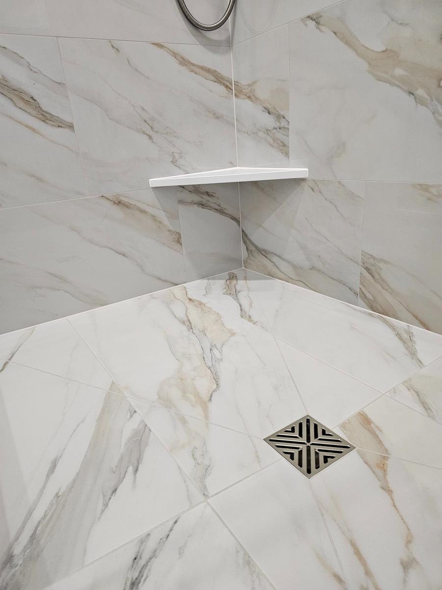 Corner shelf and diamond drain Inverness IL