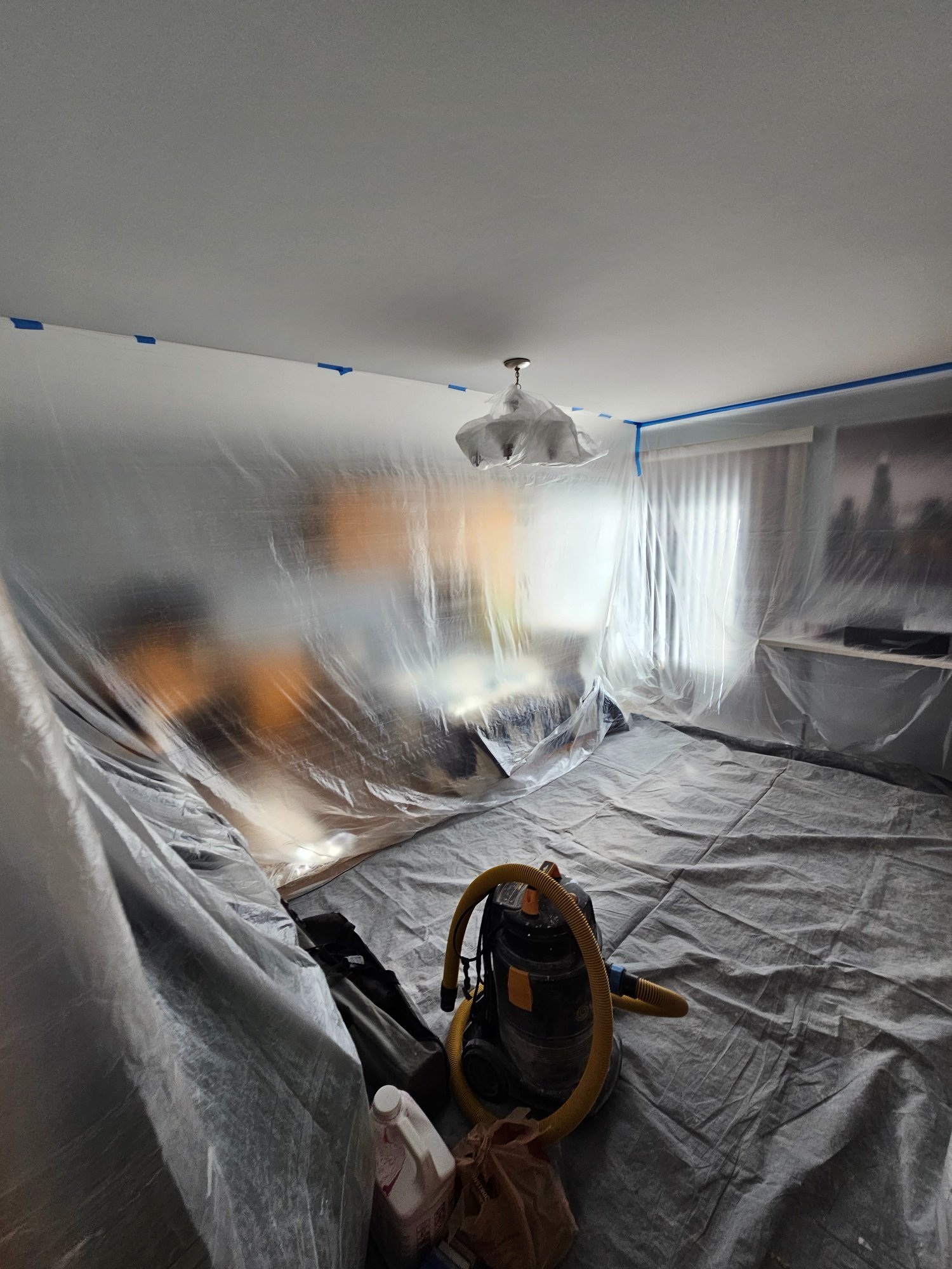 Home protection — full plastic sheeting before bathroom demo in Inverness IL