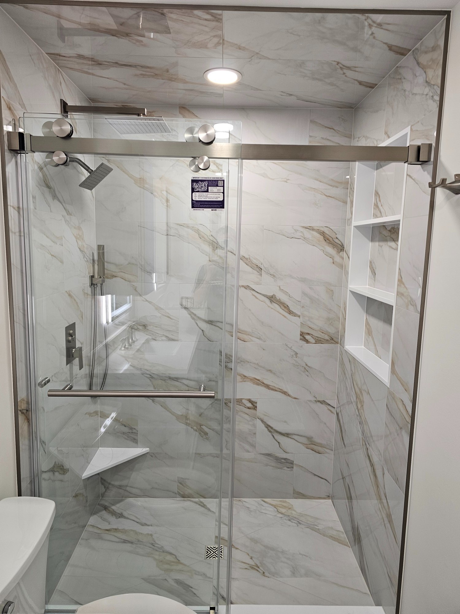 Finished — Calacatta marble shower Inverness IL