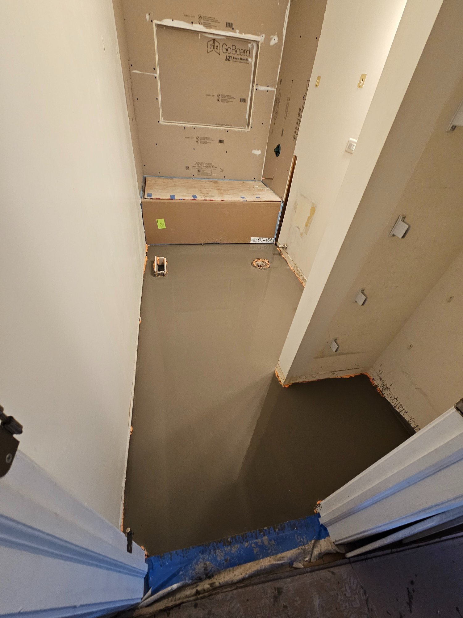 GoBoard waterproofing and mud bed installation — Schaumburg IL bathroom remodel