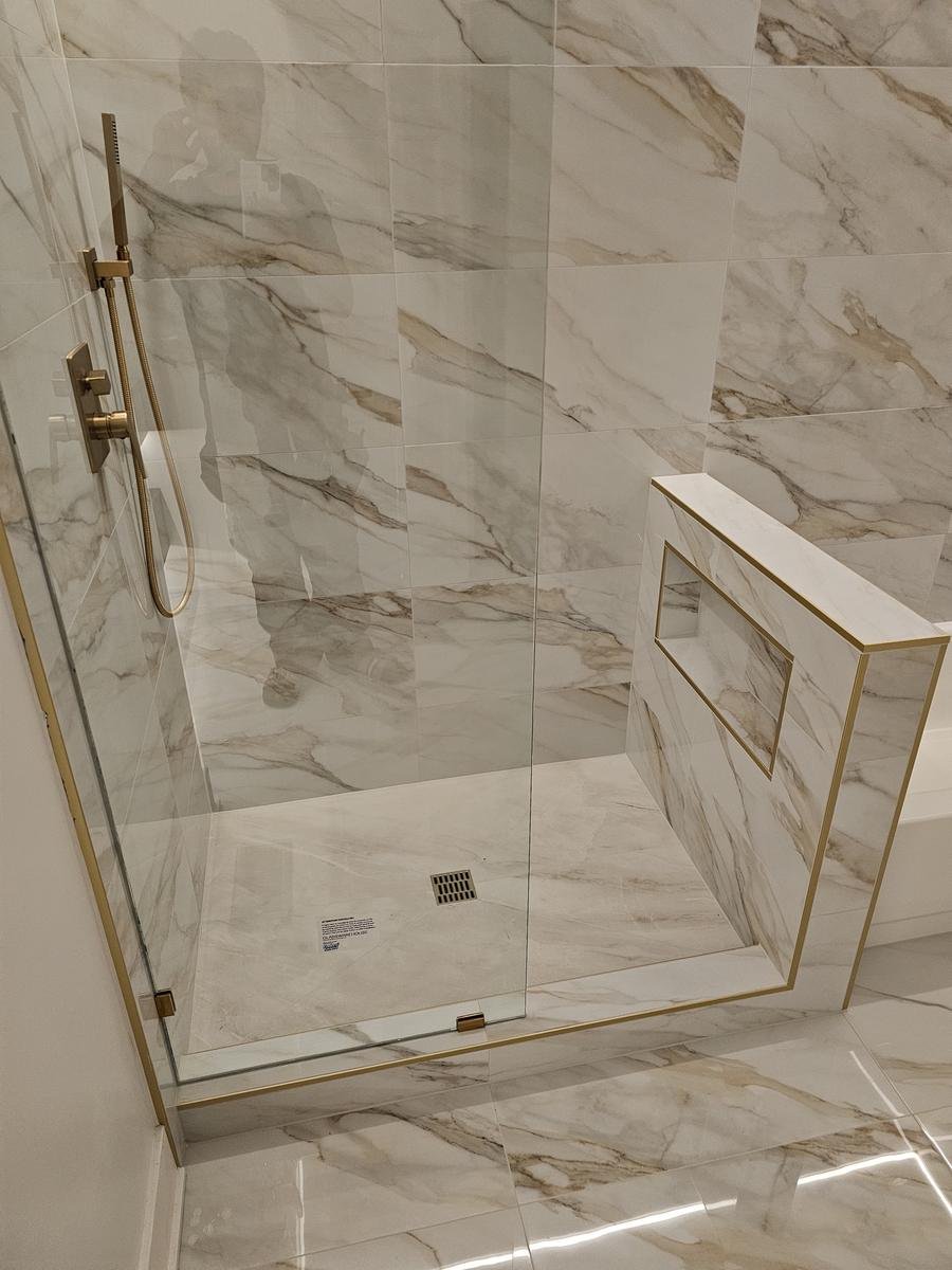 Finished bathroom remodel Palatine IL — complete renovation with walk-in shower and updated fixtures